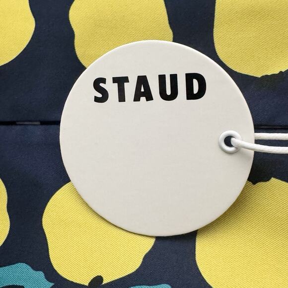 STAUD Parke Top Navy Citrus Lemon Print Shirt XS Bold Graphic Print Dopamine NWT - Picture 13 of 14